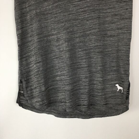 Victoria's Secret PINK Logo Cotton Blend Short Sleeve Top Sheer Grey Size S - Picture 6 of 14
